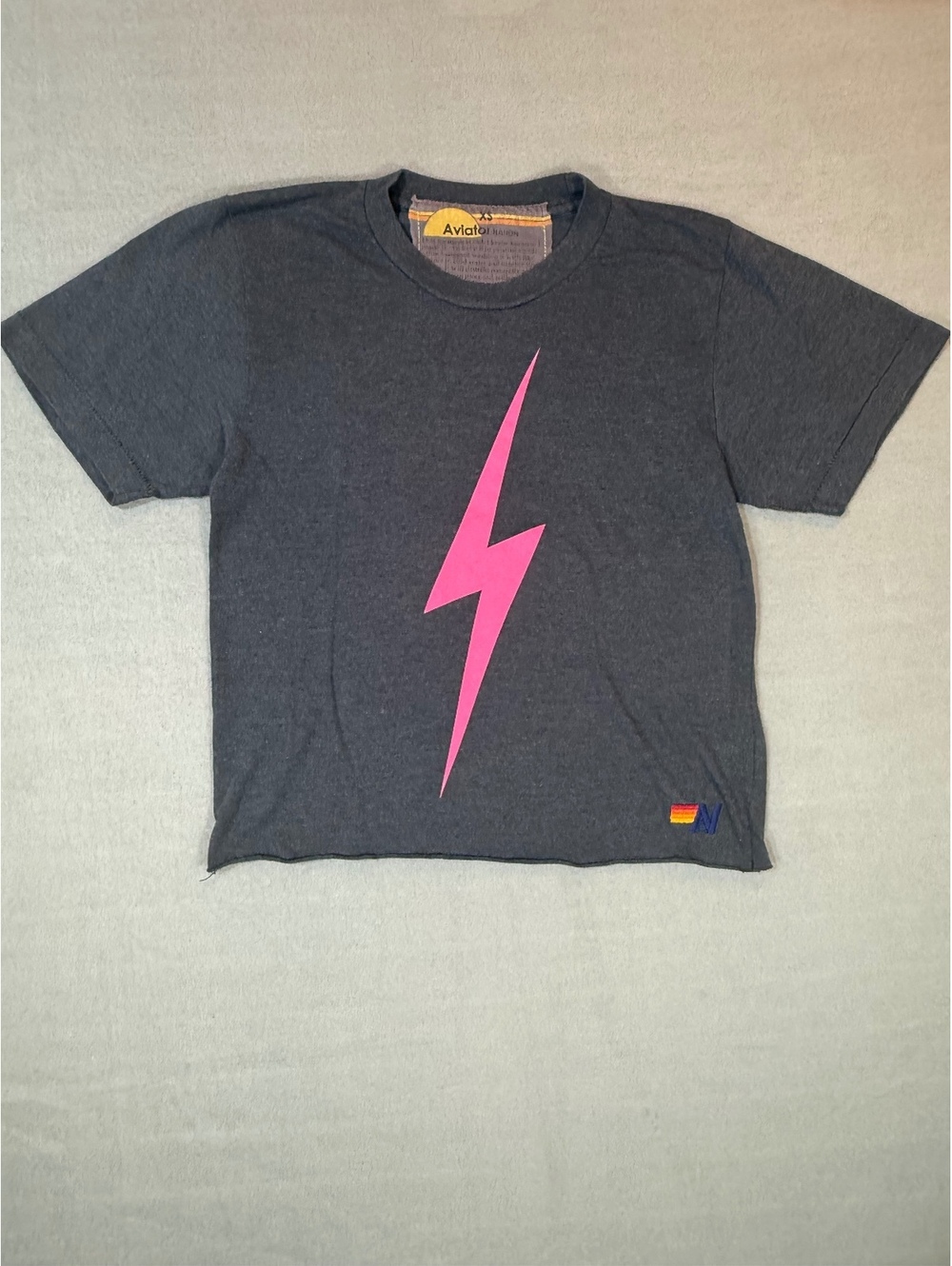 Aviator Nation Charcoal Gray Lightning Bolt T-Shirt XS